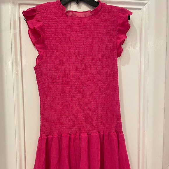 Hot Pink Ruffle Dress - Picture 1 of 5